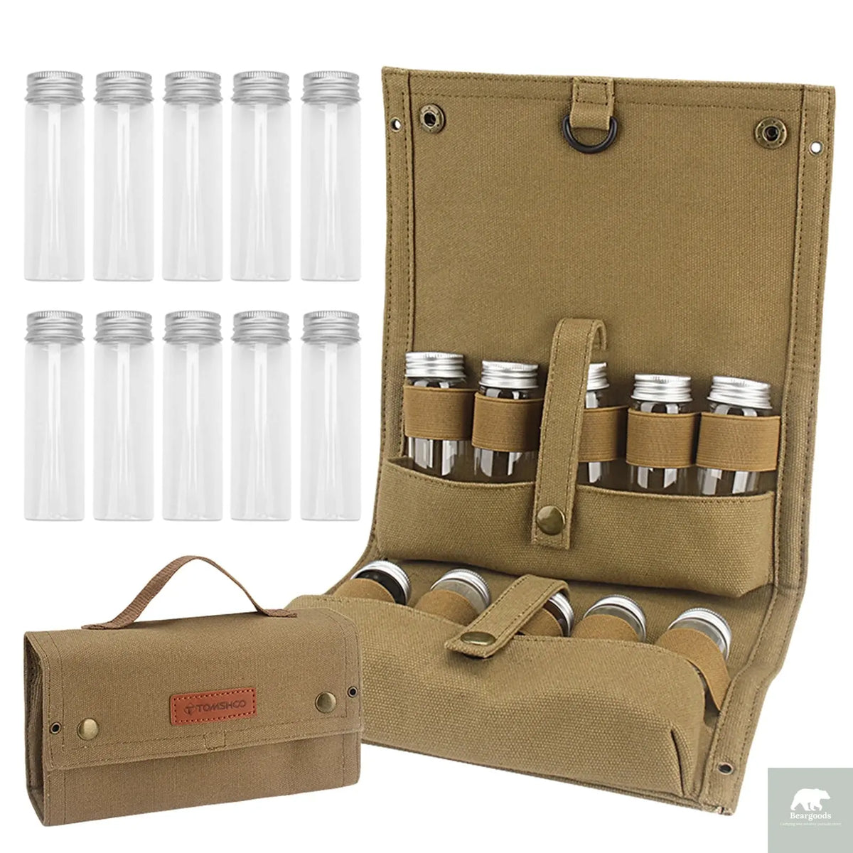 Barbecue Seasoning Storage Bag, Including 10 Bottles, Suitable For Outdoor Camping And Picnics, Seasoning Bottle Storage Bag Beargoods