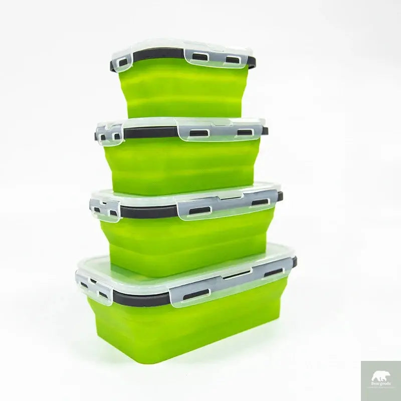 1 PCS Silicone Folding Lunch Box Food Grade Square Portable Microwave Oven Lunch Box Outdoor Travel Picnic Preservation Box Beargoods