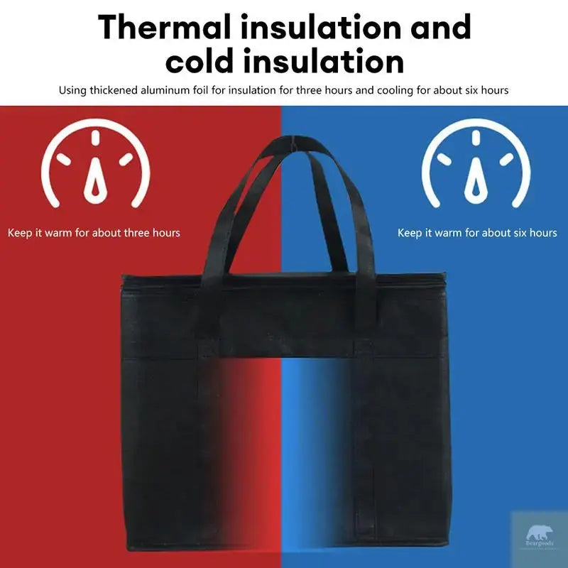 70L Insulated Thermal Cooler Bag Insulation To Keep Cold Large Capacity Portable Lunch Bag Zip Picnic Camping Tin Foil Food Bag Beargoods