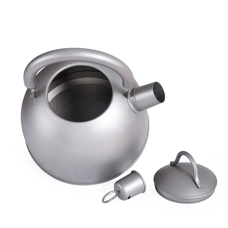 Boundless Voyage Outdoor Ultralight Big Capacity Pot with Warning Buzzer 2L Titanium Kettle for Boiling Water Coffee Tea Beargoods