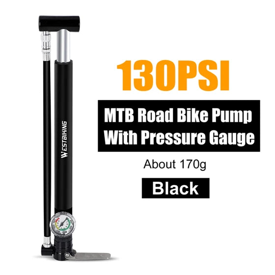 Mini Portable Bicycle Pump with Gauge Beargoods