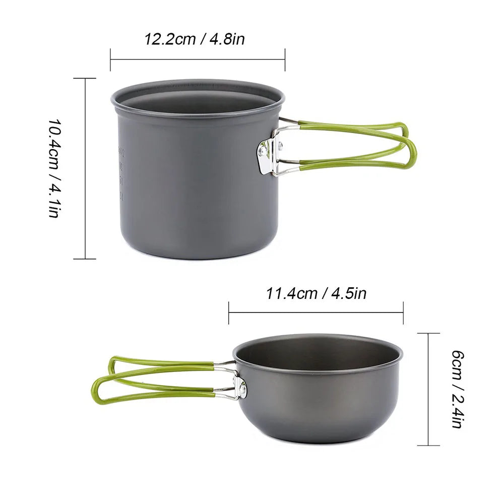 Ultralight Camping Pots Cookware Set Portable Outdoor Cooking Tableware for Hiking Trekking Picnic Fishing Mountaineering Beargoods