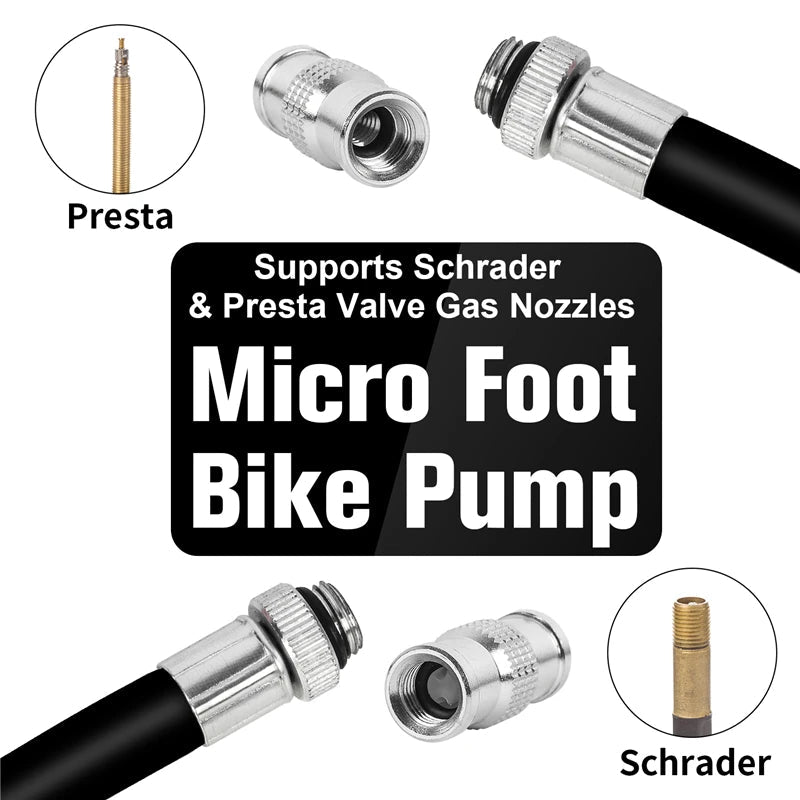 Mini Portable Bicycle Pump with Gauge Beargoods