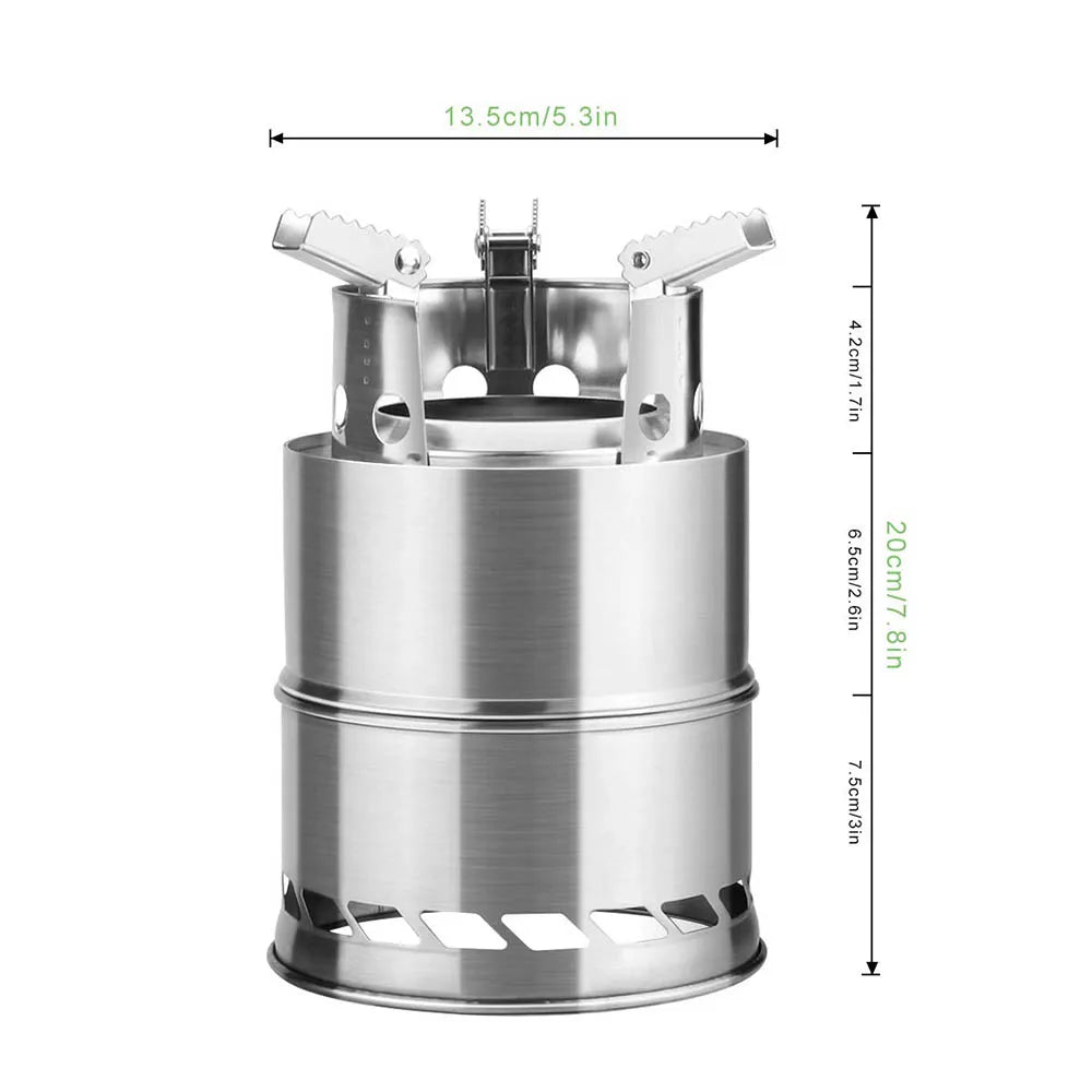 Portable Outdoor Camping Stove Wood Burning Mini Lightweight Stainless Steel Stove Picnic BBQ Cooker Travel Adventure Tools Beargoods