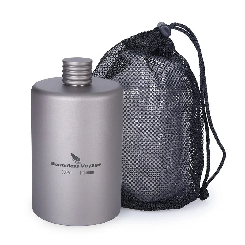 Boundless Voyage 200ml Titanium Pocket Flagon Camping Portable Alcohol Bottle Drink Sports Outdoor Hip Flask Picnic Wine Bottle Beargoods