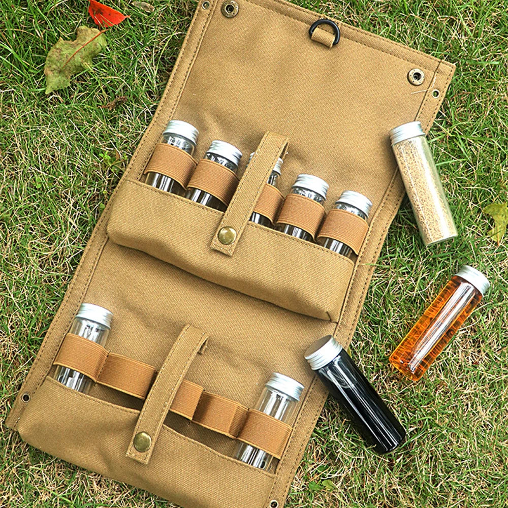 Barbecue Seasoning Storage Bag, Including 10 Bottles, Suitable For Outdoor Camping And Picnics, Seasoning Bottle Storage Bag Beargoods