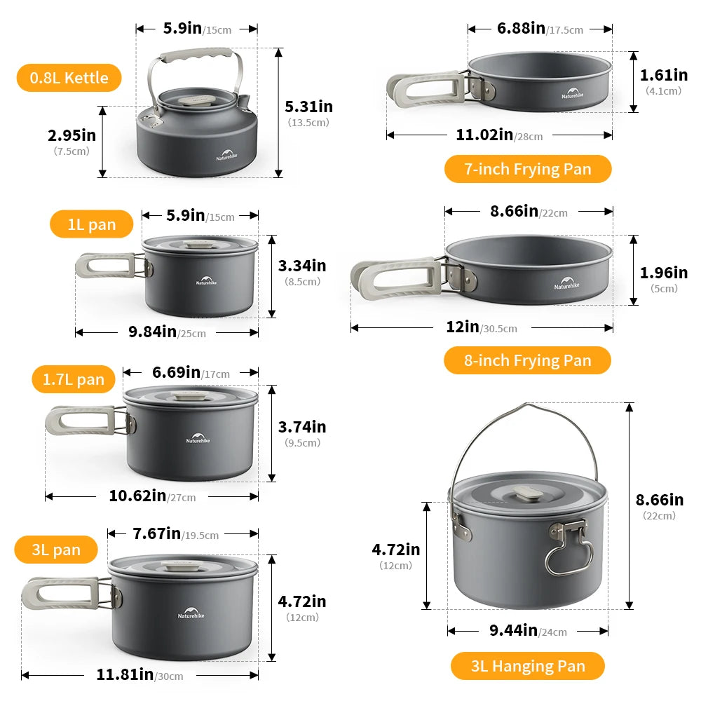 Camping Cookware Kit Frying Pan Portable Kettle Foldable Beargoods
