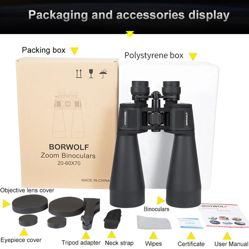 20-60X70 High Magnification Binoculars - Long Range Zoom Beargoods