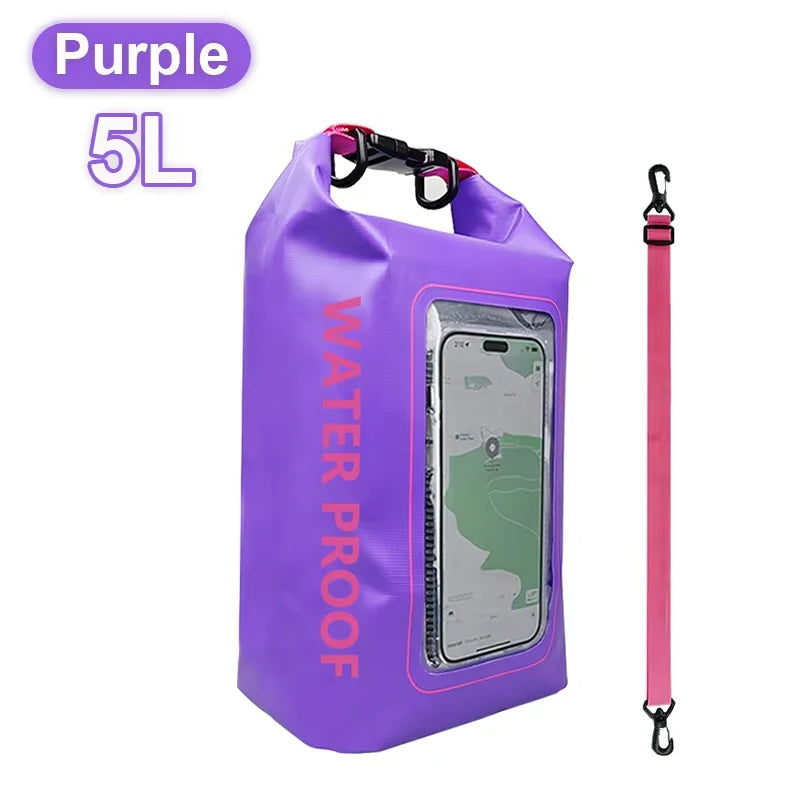 2L/5L PVC Swimming Waterproof Bag,Mobile Phone Waterproof Dry Bag for Trekking Drifting Rafting Surfing Boating Storage Bag Beargoods