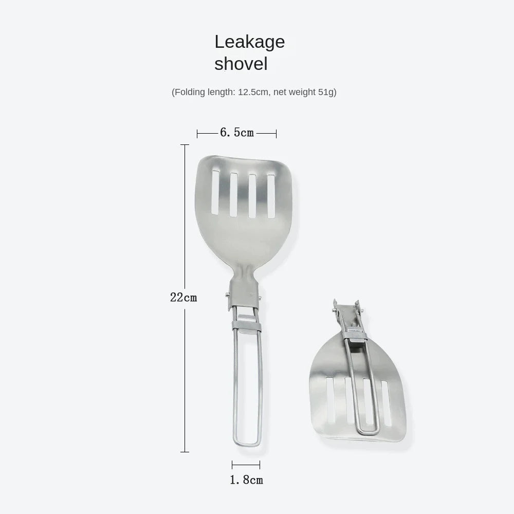 Folding Spatula Spoon Shovel Food Turner Portable 304 StainlessSteel Outdoor Camping BBQ Cooking Tableware Picnic Supplies Beargoods