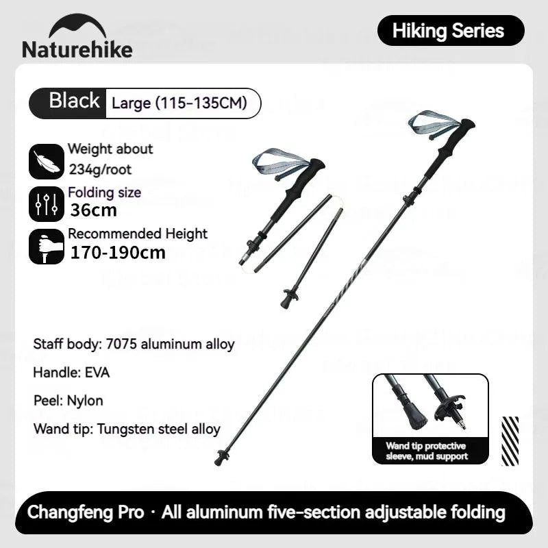 5-Section Carbon Fibre/Aluminium Alloy Folding Stick Beargoods