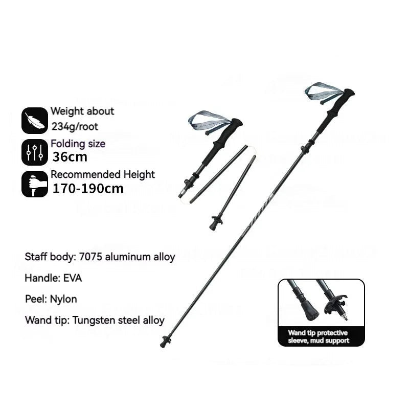 5-Section Carbon Fibre/Aluminium Alloy Folding Stick Beargoods