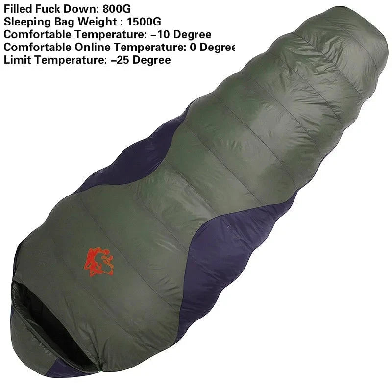 JUNGLE KING CY660 4 Seasons 3 Kinds of Thickness Camping Travel Hiking White Duck Down Feather Filled Mummy Down Sleeping Bags Beargoods