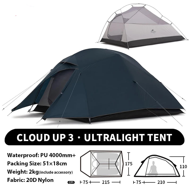 Naturehike Cloud Up 1 2 3 Person Camping Tent Ultralight Waterproof Trekking Tents Hiking Backpacking Shelter Tent Travel Tent Beargoods