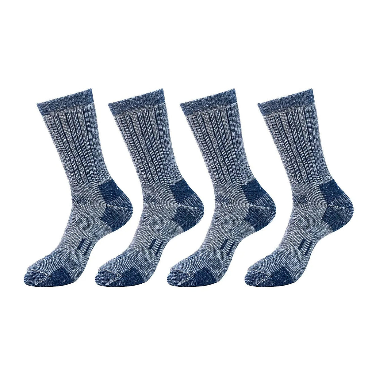 4 Pairs Men Merino Wool Outdoor Hiking Socks Crew Socks Winter Thick Thermal Boot Socks Moisture Breathable Euro Size 42-46 Beargoods
