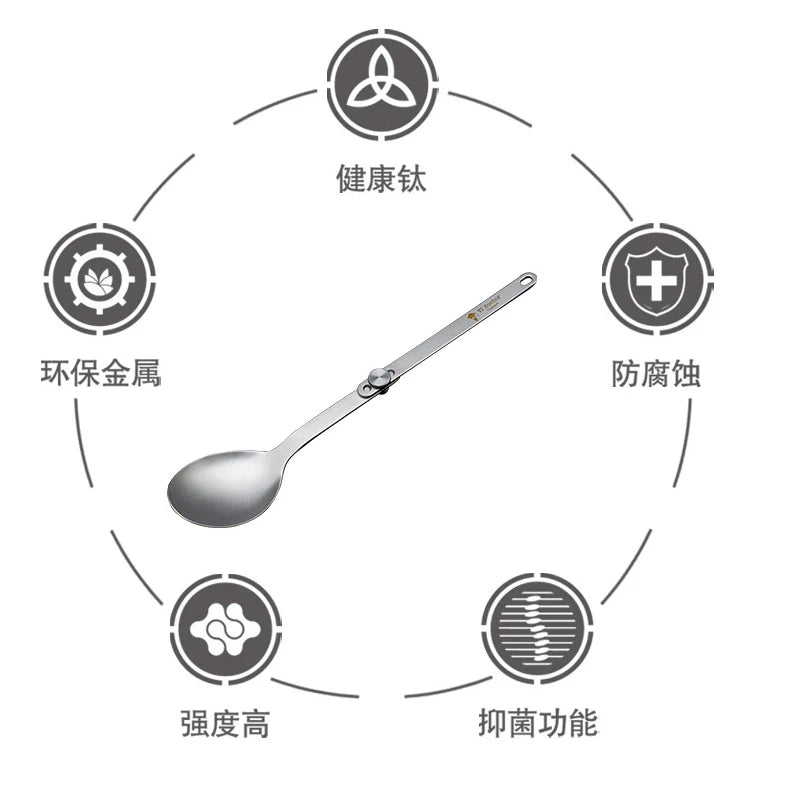 Pure Titanium Cutlery Spoon Fork Folding Outdoor Camping Home Portable Picnic Equipment Backpacking Travel Hiking Tableware Beargoods