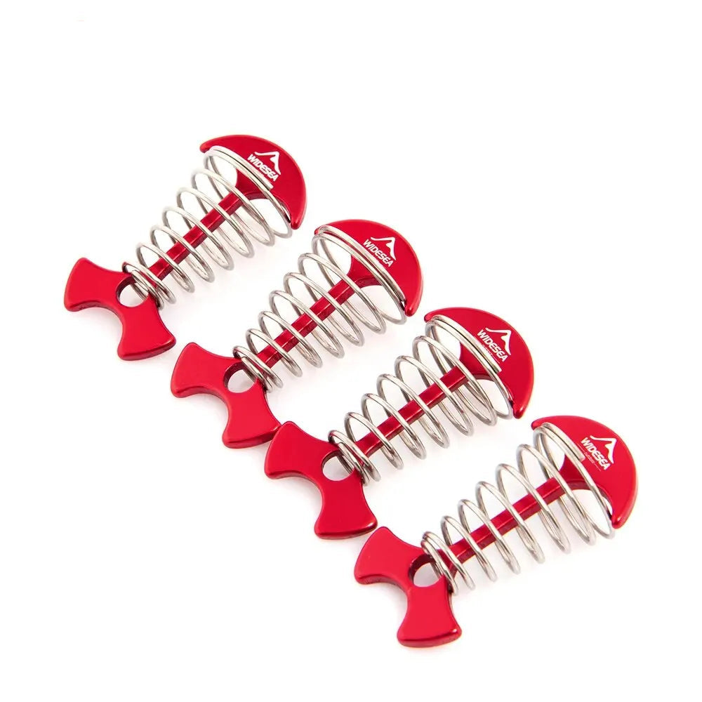 Widesea 4Pcs/set Camping Adjustable Plank Spiral Shaped Fish Bone Deck Carabiner Wind Rope Buckles Tent Stakes Hook Board Peg Beargoods