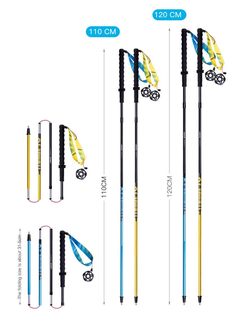 2pcs Ultralight Folding Carbon Fibre Hiking Pole Beargoods