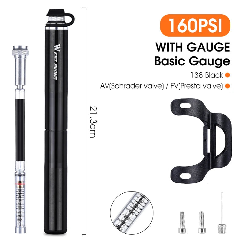 High Pressure Bicycle Pump with Pressure Gauge Beargoods