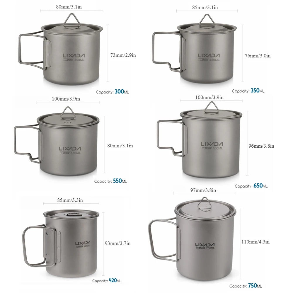 300ML/450ML/550ML/650ML/750ML Ultralight Titanium Cup Beargoods