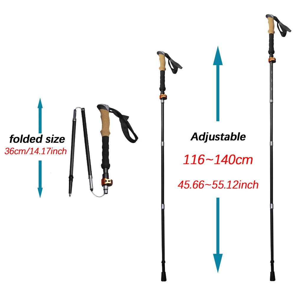 2Pcs Carbon Fibre/Aluminium Alloy Trekking Poles Beargoods