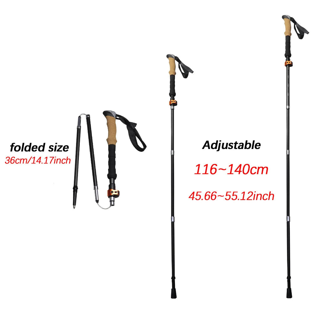 2Pcs Carbon Fibre/Aluminium Alloy Trekking Poles Beargoods