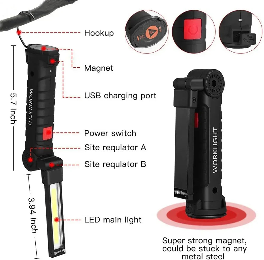 Portable COB LED Flashlight USB Rechargeable Beargoods