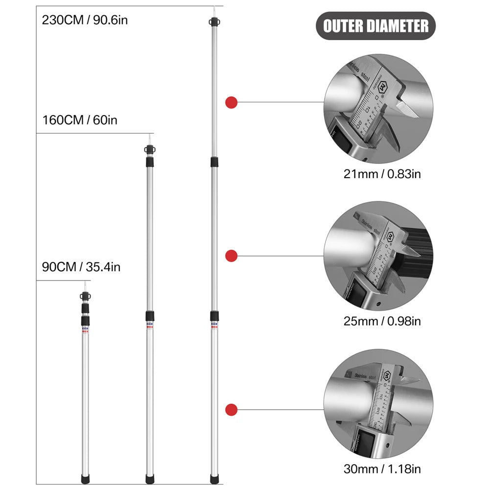 Aluminium Adjustable Camping Poles Beargoods