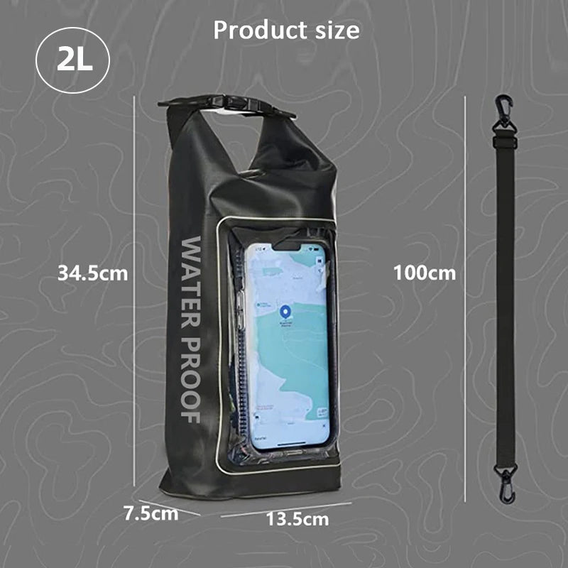 2L/5L PVC Swimming Waterproof Bag,Mobile Phone Waterproof Dry Bag for Trekking Drifting Rafting Surfing Boating Storage Bag Beargoods