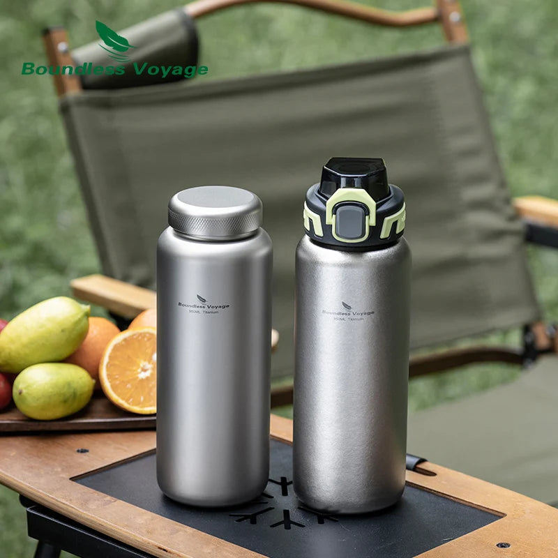 Boundless Voyage Titanium Water Bottle 0.95L Wide Mouth & Leakproof Flask Single Layer Canteen for Backpacking Travel Camp 3018D Beargoods