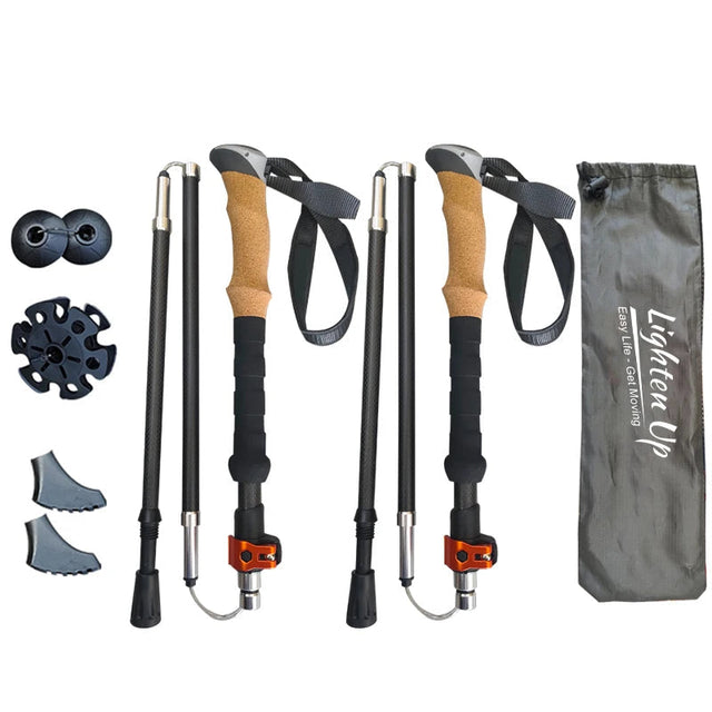 2Pcs Carbon Fibre/Aluminium Alloy Trekking Poles Beargoods