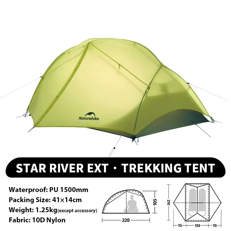 Naturehike Star River EXT Hiking Tent 2 People Ultralight Waterproof Tents Outdoor Camping Portable Lightweight Sun Shelter Beargoods