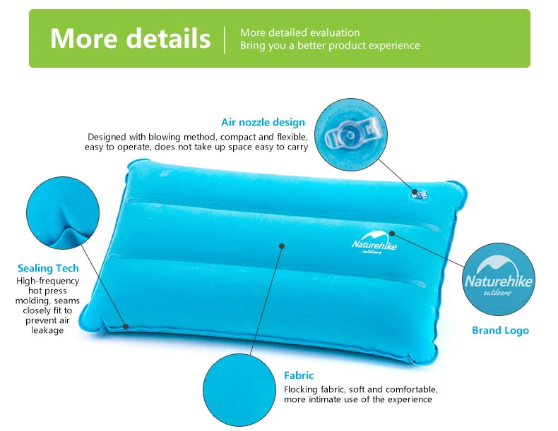 Naturehike Square Inflatable Pillow Outdoor Camping Hiking Ultralight Travel Portable Airplane Folding Pillows Soft Comfortable Beargoods