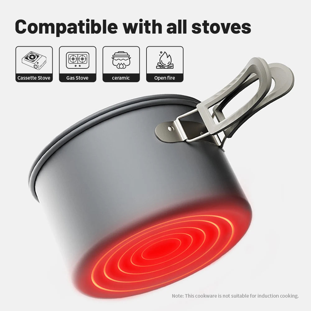 Camping Cookware Kit Frying Pan Portable Kettle Foldable Beargoods