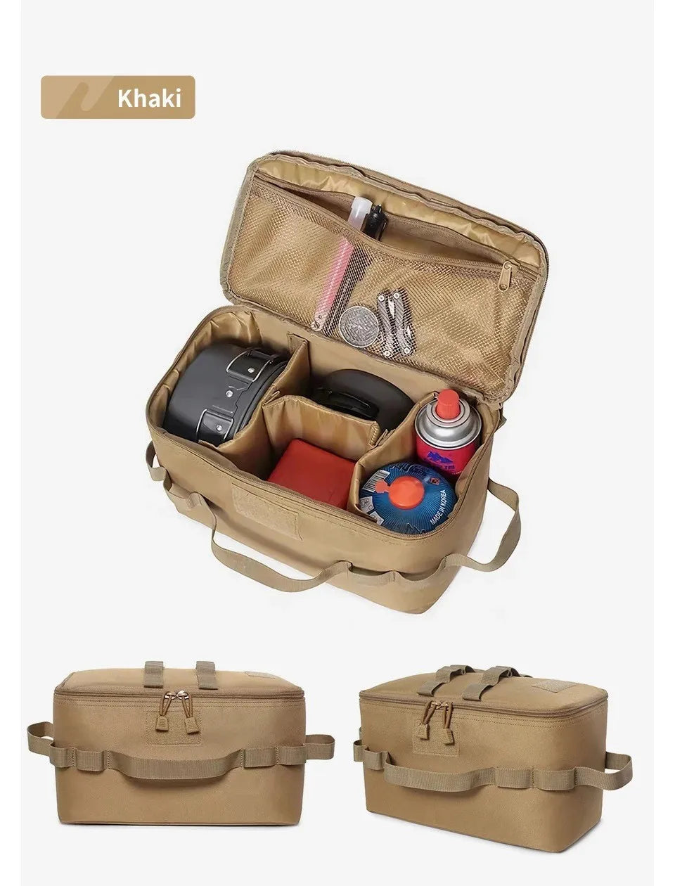 Outdoor Camping Gas Tank Storage Bag Large Capacity Ground Nail Tool Bag Gas Canister Picnic Cookware Utensils Kit Bag Beargoods
