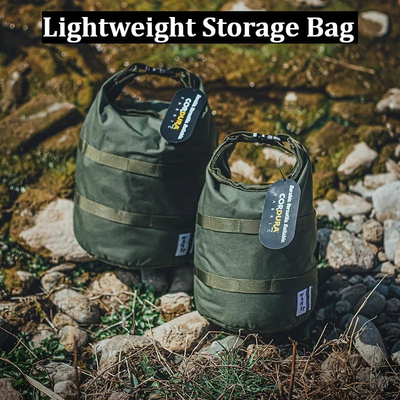 500D Nylon Round Bottom Roll Top Storage Bag Outdoor Camping Cookware Pot Carrier Picnic Lunch Box Organizer Hiking Gear Pouch Beargoods