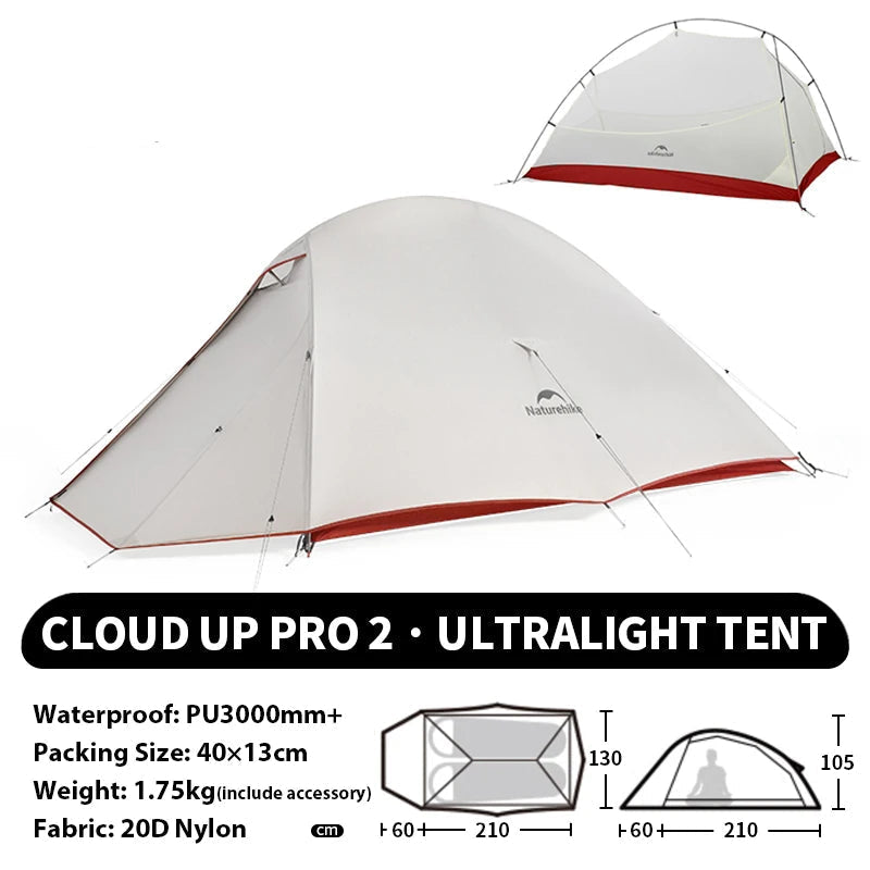 Naturehike Cloud Up 1 2 3 Person Camping Tent Ultralight Waterproof Trekking Tents Hiking Backpacking Shelter Tent Travel Tent Beargoods