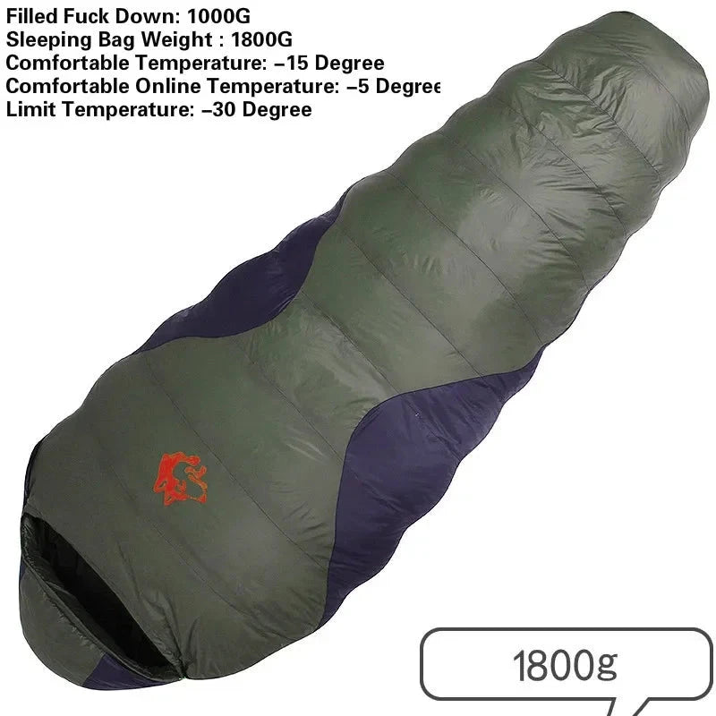 JUNGLE KING CY660 4 Seasons 3 Kinds of Thickness Camping Travel Hiking White Duck Down Feather Filled Mummy Down Sleeping Bags Beargoods