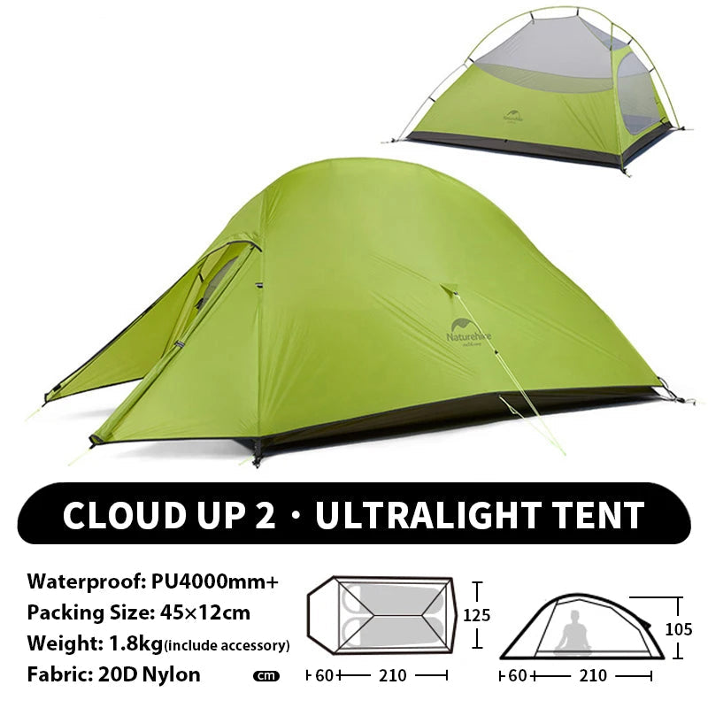 Naturehike Cloud Up 1 2 3 Person Camping Tent Ultralight Waterproof Trekking Tents Hiking Backpacking Shelter Tent Travel Tent Beargoods