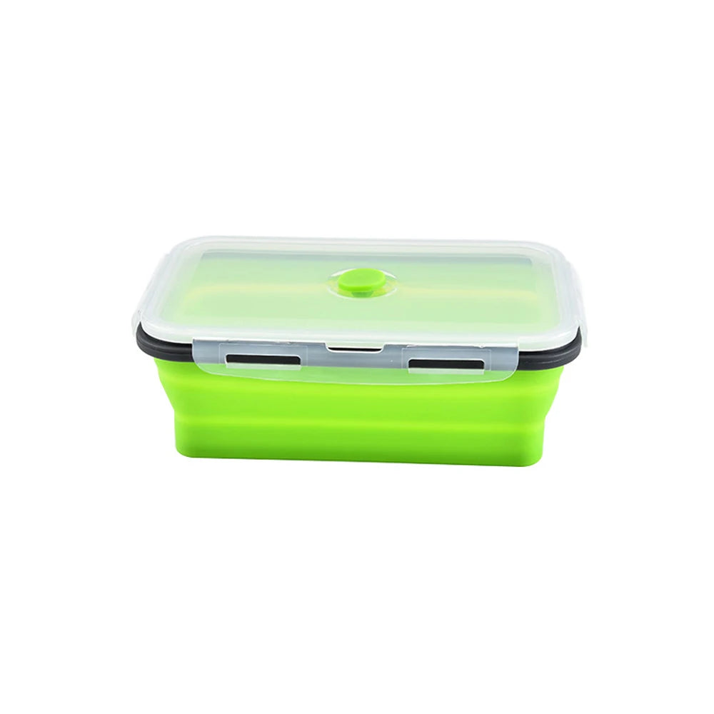 1 PCS Silicone Folding Lunch Box Food Grade Square Portable Microwave Oven Lunch Box Outdoor Travel Picnic Preservation Box Beargoods