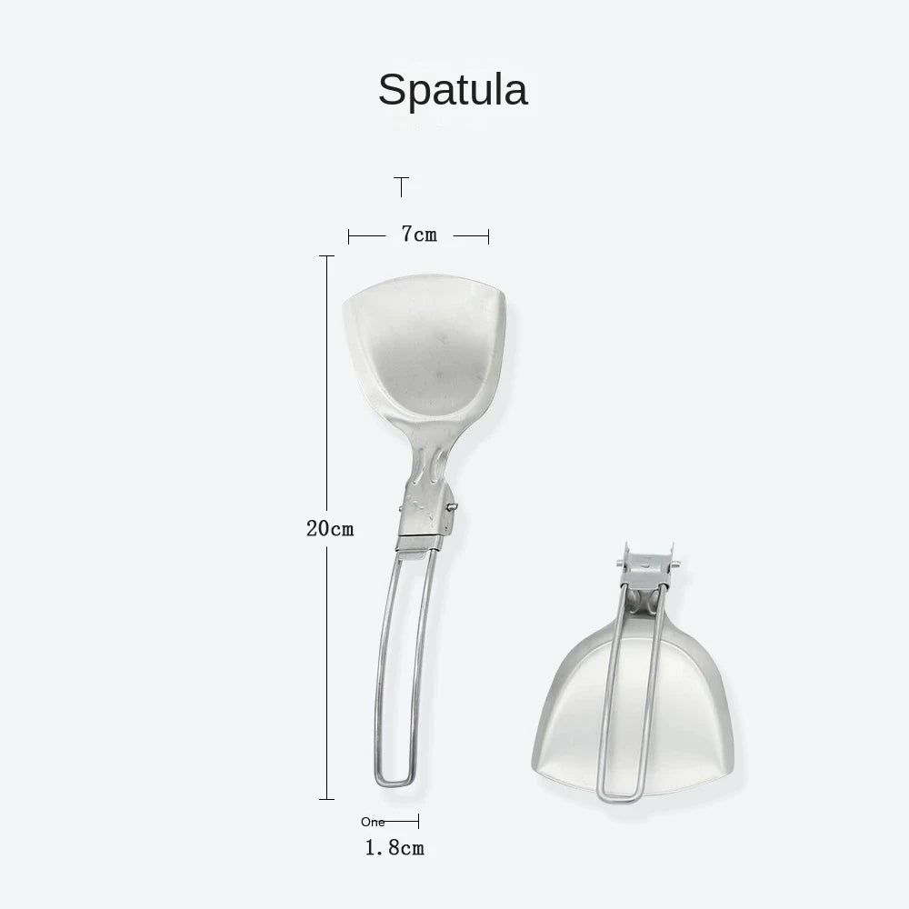 Folding Spatula Spoon Shovel Food Turner Portable 304 StainlessSteel Outdoor Camping BBQ Cooking Tableware Picnic Supplies Beargoods
