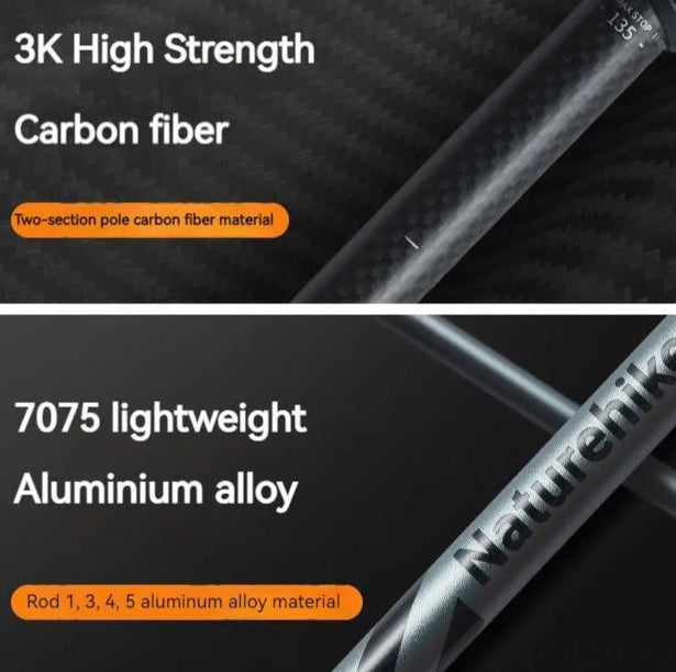 5-Section Carbon Fibre/Aluminium Alloy Folding Stick Beargoods