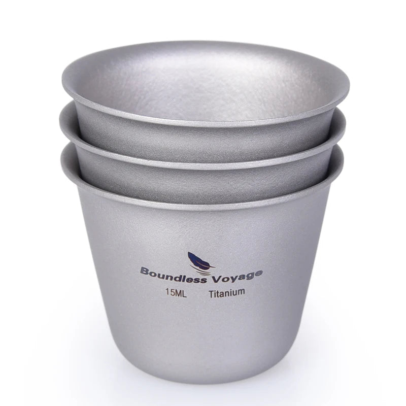 Boundless Voyage 3pcs Titanium Cup Set Mini Wine Glasses for Outdoor Camping Picnic Drinkware Tea Sake Mugs Party Flask Flagon Beargoods
