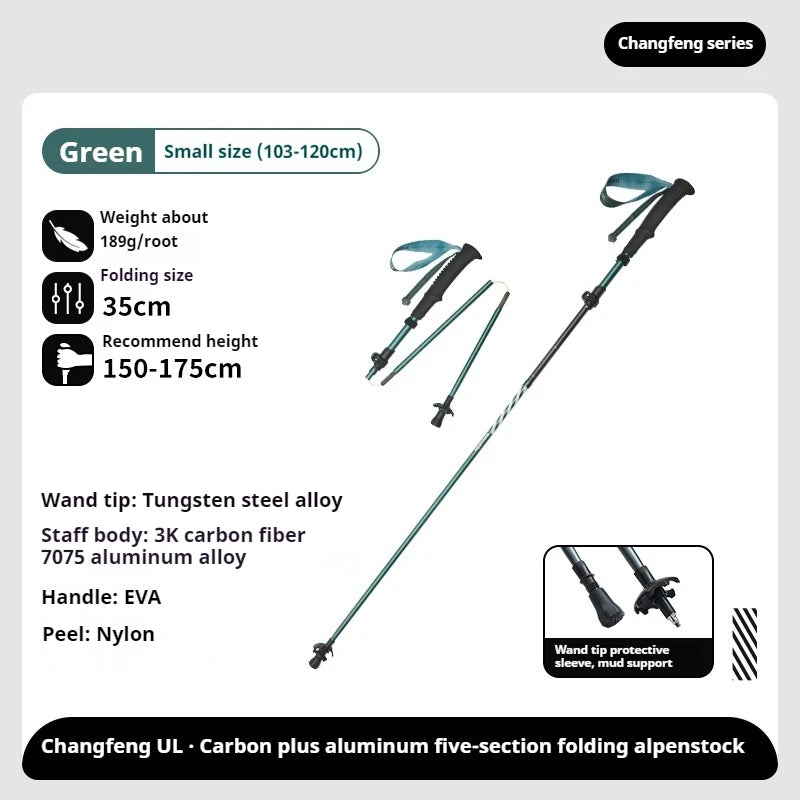 5-Section Carbon Fibre/Aluminium Alloy Folding Stick Beargoods