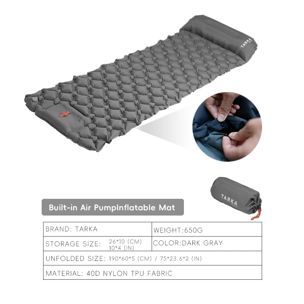 TARKA Inflatable Camping Mats Air Mattress With Pillow Outdoor Tourist Sleeping Pad Self-Inflating Mattress For Hiking Climbing Beargoods