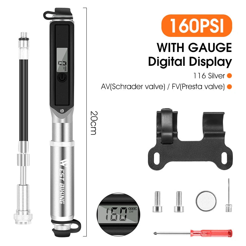 High Pressure Bicycle Pump with Pressure Gauge Beargoods