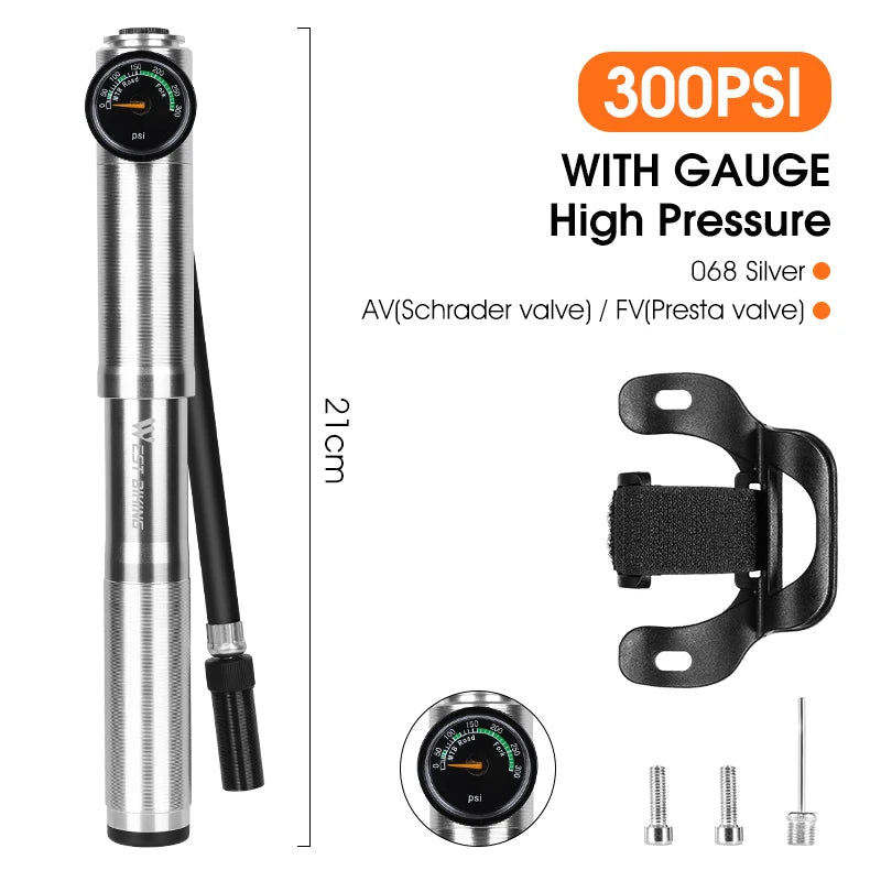 High Pressure Bicycle Pump with Pressure Gauge Beargoods