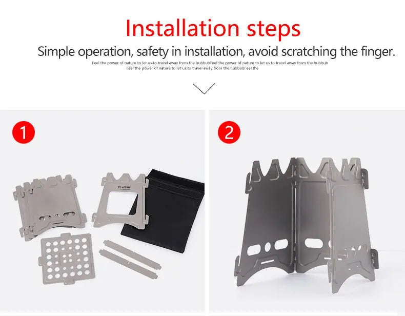 Tiartisan Titanium Outdoor Foldable Wood Stove Hiking Picnic Ultralight Portable Fire Burner Stove Multi-purpose Camping gear Beargoods