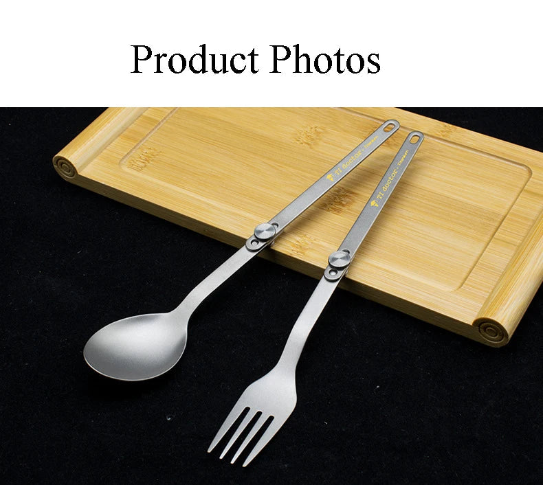 Pure Titanium Cutlery Spoon Fork Folding Outdoor Camping Home Portable Picnic Equipment Backpacking Travel Hiking Tableware Beargoods