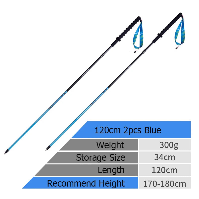 2pcs Ultralight Folding Carbon Fibre Hiking Pole Beargoods